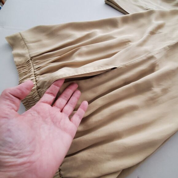 Nordstrom Silk Champagne Gold Wide-Leg Pants Plus Sz 2X Old Money Coquette - Picture 7 of 12